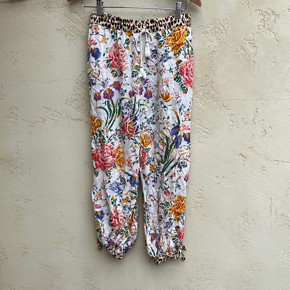 Silky Floral Anthropologie PJ Pants 🌸🧡🐆